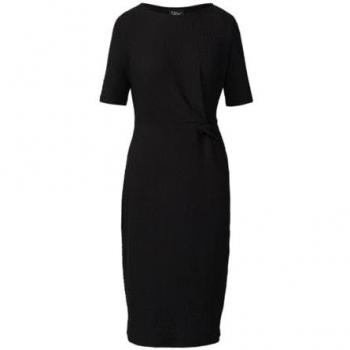 S.Oliver BLACK LABEL Slim‑Fit‑Mini­Etuikleid – Knotendetail – Black, Größe 42