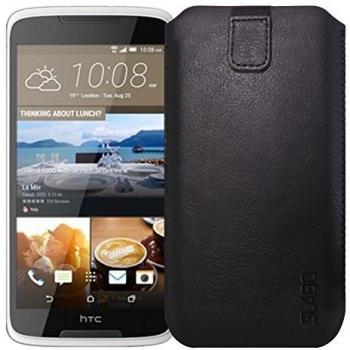 Schwarze Kunstleder-Case für HTC Desire 828 Dual SIM – magnetisch verschließbare Hülle