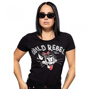 Wild Rebel T-Shirt in Schwarz – QueenKerosin Kurzarm Cartoon Version