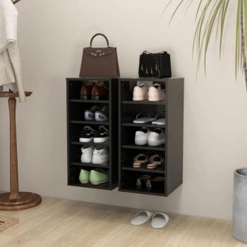 Hochglanz-Schwarz Schuhschrank-Set 2 Stk. 31,5x35x70 cm