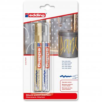 Edding Glanzlack Marker Set mit 2‑Spitzen – Gold + Silber