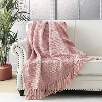 Textured Bohemian Chic Throw Blanket with Fringe