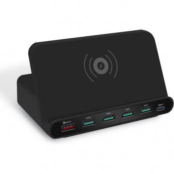 Chargeur Qi 60 W à double port USB‑C pour smartphones modernes