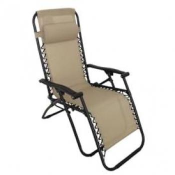 Longue chaise en acier et corde beige 165x65x114 cm