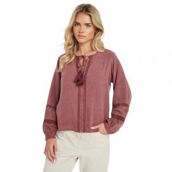 M&Co Women's Pink Tie-Front Blouse, Petite Fit, Size 14