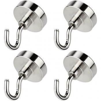 Zware Neodymium Haak D16mm, Houdt Tot 80 Pond, Pack van 4