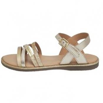 Nu‑pieds INAYA E cuir – Fille Or Jaune 2 cm Boucle de serrage