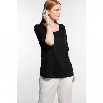 Plus Size Black Glitter Stone Knit Top, Round Neck, Size 16/18, Viscose