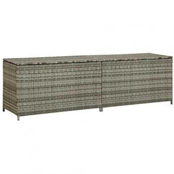 Baule per Esterni in Polyrattan 200x50x60 cm Grigio