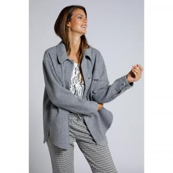 Giacca utility grigia oversize per donna, taglia 60/62, materiale poliestere/lana
