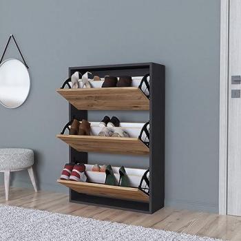Schuhschrank Aurskog Anthrazit/Eiche 110x73,5x24cm