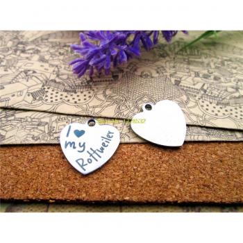 10pcs Stainless Steel I Love My Podenco Charm Pendant