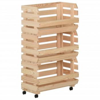 VidaXL Vegetable Trolley 14.6x11.8x31.5 Solid Wood Pine