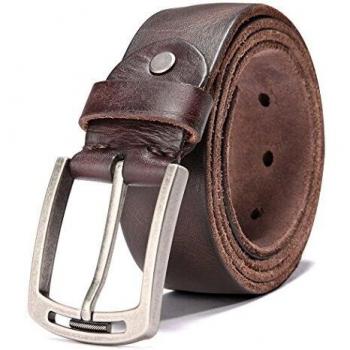 Hzhy Herren-Ledergürtel, kratzfest, 1001 Braun, Waist 34''-38''