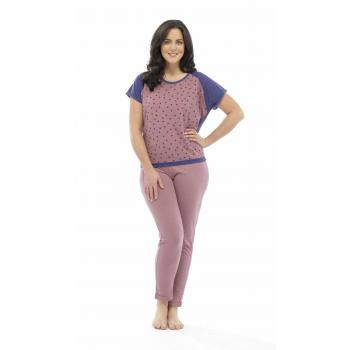 Ladies’ Pink & Purple Star‑Print Polycotton Sleepwear – Long Sleeve, Size S/M