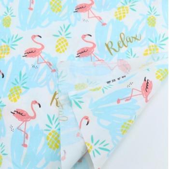 160CM x 50CM Cartoon Cotton Fabric with Flamingo and Pineapple