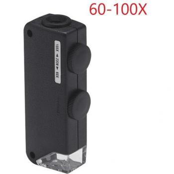 Loupe de poche 160X-200X avec zoom et LED