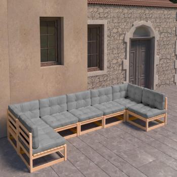 Garten-Lounge-Set aus Kiefer Massivholz mit 7 Teilen und Kissen von vidaXL