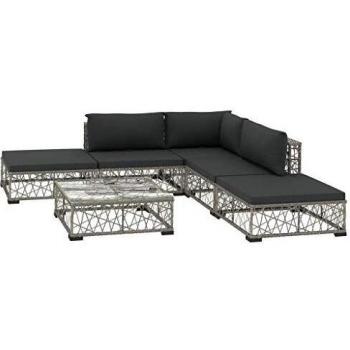 VidaXL Completino da Giardino 6 pz con Cuscini in Polyrattan Grigio