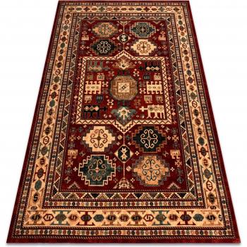 Kashqai 4306 Wool Carpet – Oriental Design, Terracotta/Beige Red Frame (135×200 cm)