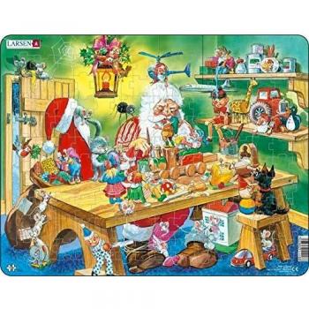 Weihnachtsmann in der Werkstatt – 140-Punkte-Rahmenpuzzle