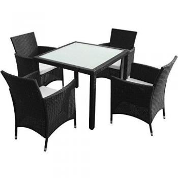VidaXL 9-tlg. Garten-Essgruppe Poly Rattan Schwarz