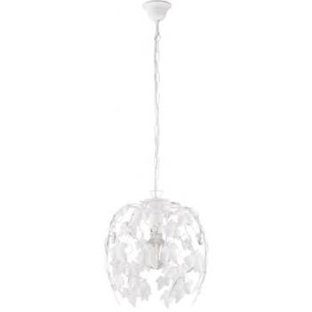 Lampadario shabby 1 luce con decorazione in ferro bianco