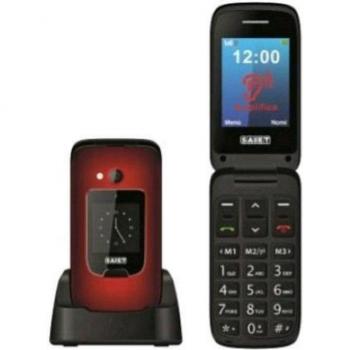 Saiet scudotre + 2.4 senior phone clamshell tasti grandi audio amplificato tasto sos 5 numri ed invia sms fotocamera italia red