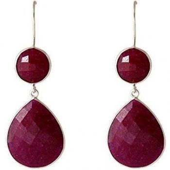 Damen Gemstone Ohrringe – 6 cm, Rot Rubin, 925 Silber