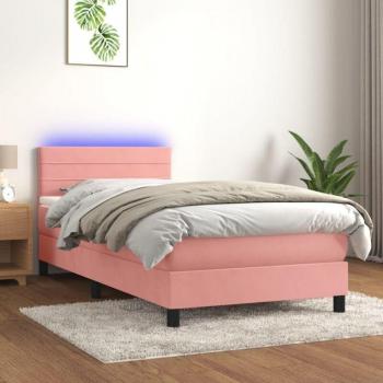 Furniture Limited – Sommier à lattes 80×200 cm, matelas inclus, LED rose