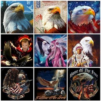 Majestic Eagle 5D Embroidery Craft – 50x50 Red Frame