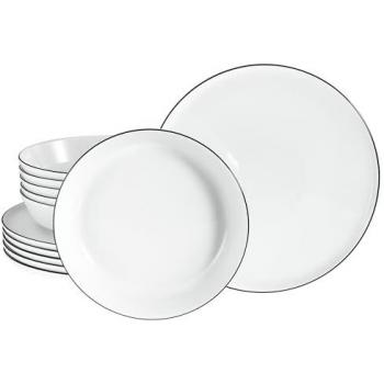 CreaTable Tafelservice Schwarz Linie 12-tlg für den täglichen Gebrauch