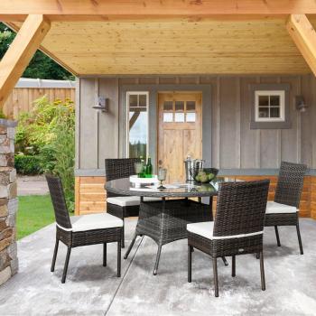Outsunny Set of 4 Armless Rattan Chairs with Cushions