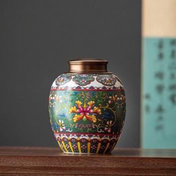 Flower Ceramic Tea Pot Sealed Storage Tank Desktop Decoration Crafts Household Large-capacity Container
