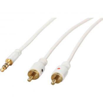 S/CONN 3,5mm Stereo Mini-Stecker auf 2x Cinchstecker Audiokabel, 1,5m, Super Slim, Weiß