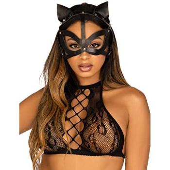Vegan-stichige Lederkatzenmaske