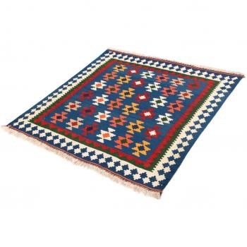 Orientalischer Kelim-Wollteppich Morgenland – 104 × 100 cm, dunkelblau,