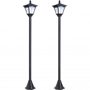 SolarBright Duo – Outdoor Garden Post Lamps, 2 Pack, Dimmable LED, Energy‑Efficient, IP44, 1.2 m, Black