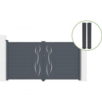 Cassa Noov Cancello Battente 3m Life Grigio Alluminio + Montanti 20x20 cm 190cm