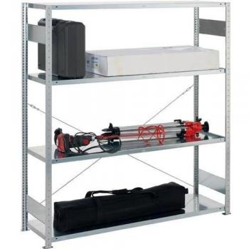 Étagère de stockage H2000xB1700xT400 mm 4 étagères en métal galvanisé argent META