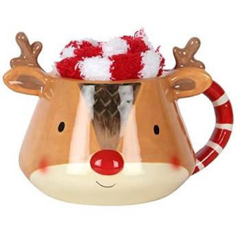 Seasonal Reindeer Mug & Sock Pair