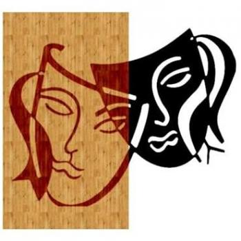 EPIKASA Adorno de Pared Máscara, Metal y Madera, Negro y Marrón, 53x1,8x50 cm