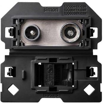 Simon 10000472-039 Toma R-TV+SAT con RJ45 Cat6 2M