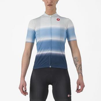 Maillot Castelli Dolce: manga corta azul-gris blanco para mujer L