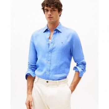 Blu Fresco Lino Tommy Hilfiger Camicia con Maniche Lunghe