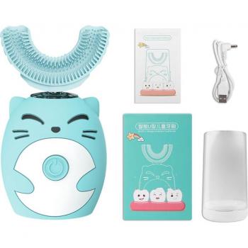 Cepillo de dientes automático para niños, silicona, 360 grados, ultrasónico, diseño de dibujos animados, sin BPA