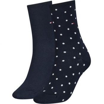Tommy Hilfiger Damen Socken 2er-Pack mit Label-Print und Punkten, Größe 39-42