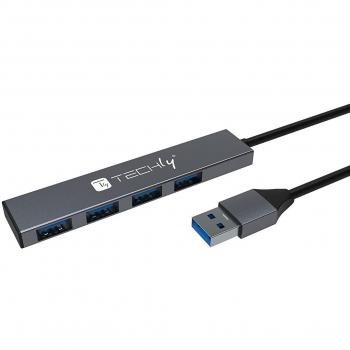 Techly USB-A 3.2 Slim Hub mit 4 Anschlüssen