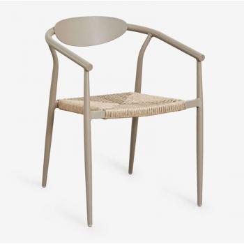 Silla Apilable Marsha SKLUM – Reposabrazos Aluminio y Ratán