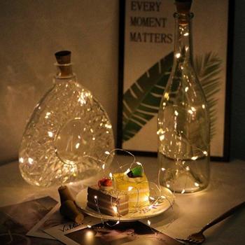 Luces LED de alambre de cobre para botellas, 1 m, 10 unidades, solares, para decoración de fiestas y Halloween